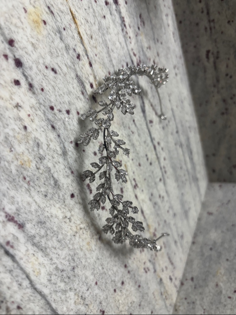 Silver Leaf Crystal Bridal Headband